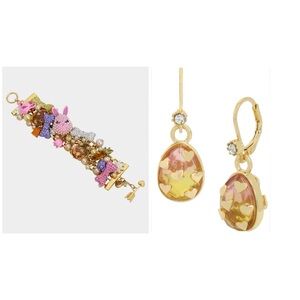 BETSEY JOHNSON SET Easter Spring Holiday Bunny Egg Charm Bracelet & Earrings NWT